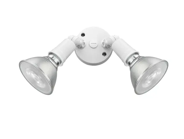 This adjustable twin-head flood light delivers flexible outdoor illumination with independently adjustable heads for customized coverage. Ideal for security applications and accent lighting.