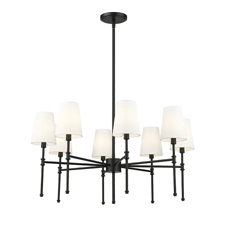 White Linen Fabric Shade Chandelier
