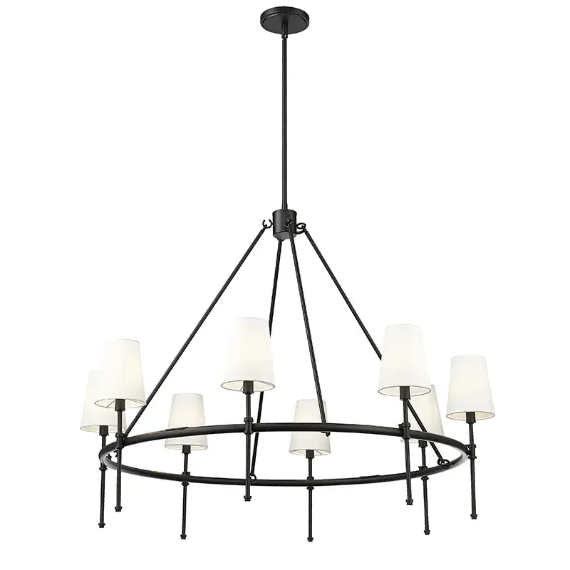 White Linen Fabric Shade Chandelier