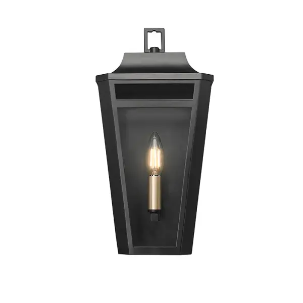 A versatile outdoor lighting fixture featuring a powder coated black finish that resists weather and corrosion. Ideal for modern and contemporary exterior spaces requiring reliable illumination.