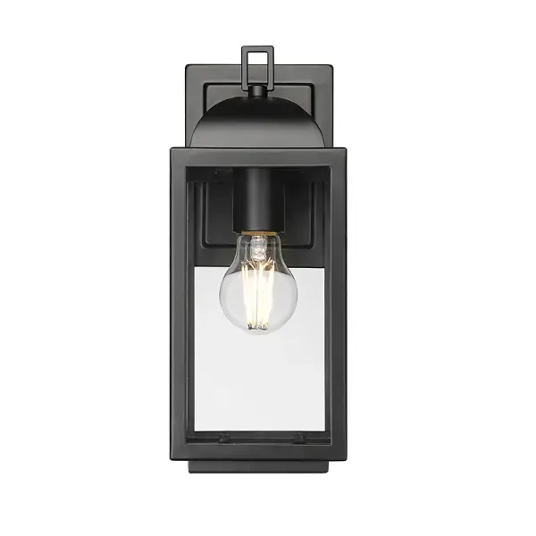 This outdoor light fixture features a powder coated black finish designed for durability and weather resistance. The contemporary styling complements modern exteriors while providing reliable illumination.