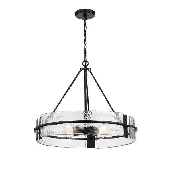 The 19504 pendant in matte black offers a contemporary aesthetic that complements modern and industrial interiors. Its neutral finish makes it adaptable to various room settings and design schemes.