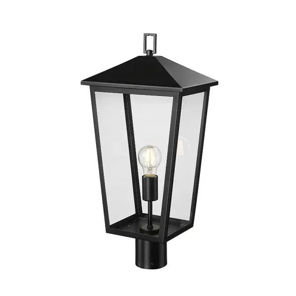A versatile outdoor lighting fixture featuring a powder coated black finish designed for weather resistance and long-lasting performance in exterior applications.