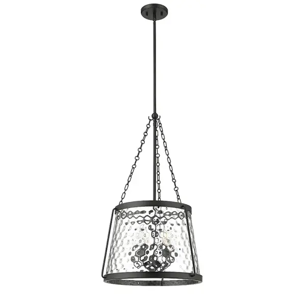 The 20405 pendant in matte black offers a contemporary aesthetic that complements modern and industrial interiors. Its neutral finish makes it adaptable to various room settings and design schemes.