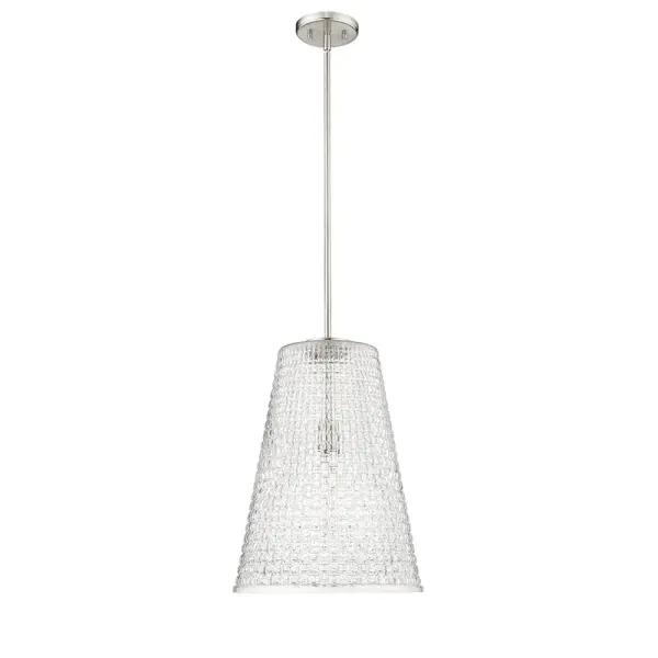 A contemporary pendant fixture in brushed nickel finish that brings clean, sophisticated style to any interior. The neutral metallic tone complements a wide range of design schemes from modern to transitional.