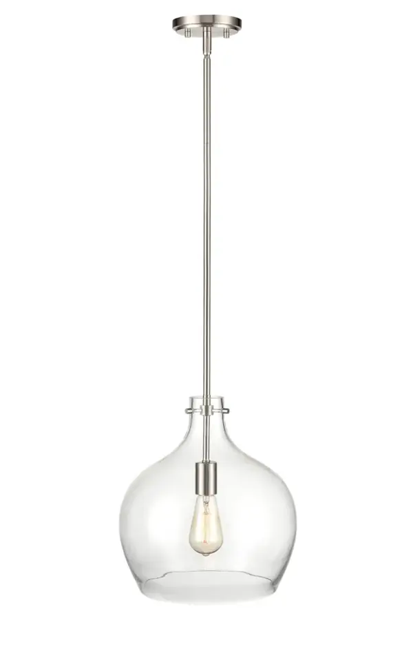 The 2071 pendant in brushed nickel offers a clean, contemporary aesthetic that complements a wide range of interior styles. Its neutral metallic finish makes it an adaptable choice for residential and light commercial applications.
