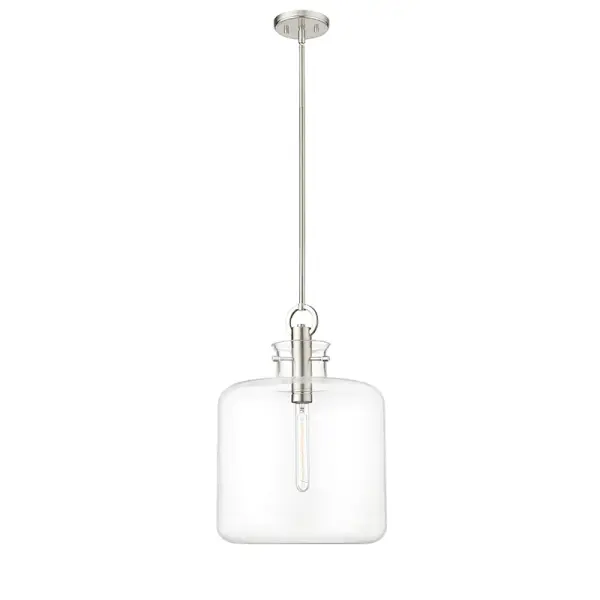 A contemporary pendant light featuring a brushed nickel finish that complements a wide range of interior styles. Its neutral metallic tone works beautifully in kitchens, dining areas, and entryways.