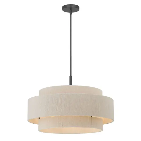 The Helbert pendant combines iconic Mid-Century design with organic hemp shades for stunning light diffusion. Its sleek matte black finish and natural woven texture create visual interest while maintaining clean modern lines.