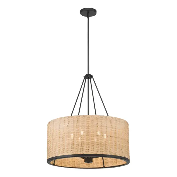 The Namiro pendant brings sophisticated coastal charm through its geometric wicker shade and matte black frame. Perfect for transitional and beach-inspired spaces, it delivers warm, glowing illumination with artisanal appeal.