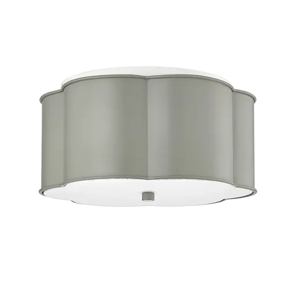 This contemporary flush mount combines industrial cement gray concrete with a soft white acrylic diffuser for even, glare-free illumination. Perfect for modern spaces with lower ceilings.