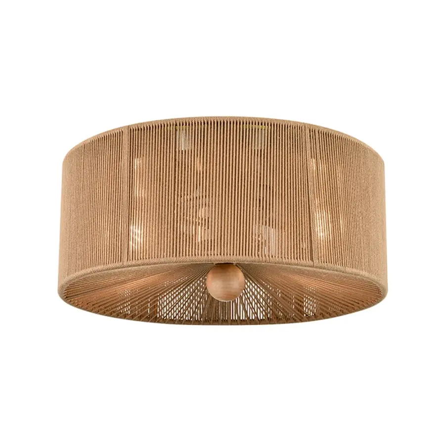 Brown Rope Shade Flush Mount in Brushed Nickel