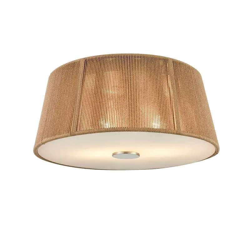 Brown Rope Shade Flush Mount with Brushed Nickel Finish