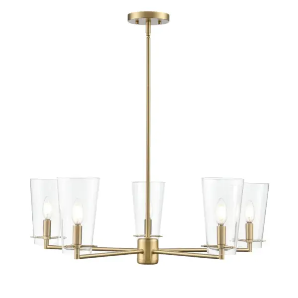 The 217005 chandelier in Vintage Brass offers a sophisticated blend of traditional warmth and contemporary elegance, making it an ideal centerpiece for dining rooms and entryways seeking refined illumination.
