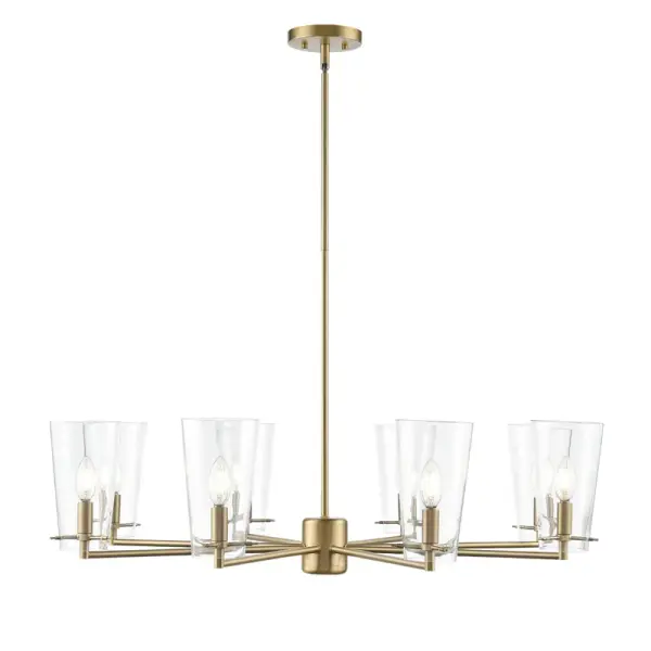 This vintage brass chandelier brings warmth and traditional elegance to any space. The rich brass finish adds a sophisticated touch that complements both classic and transitional interiors.