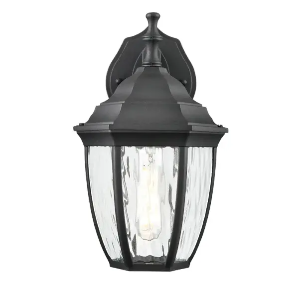 The 220001 outdoor light combines contemporary styling with a durable textured black finish, making it ideal for exterior applications. Its weather-resistant construction ensures long-lasting performance.
