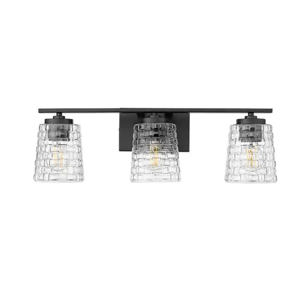 A contemporary vanity light featuring a sophisticated matte black finish that adds modern elegance to any bathroom. Perfect for creating clean, minimalist aesthetics while providing essential task lighting.