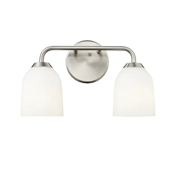 A versatile bath vanity fixture in timeless brushed nickel finish, ideal for contemporary and transitional bathroom designs. Provides functional task lighting for grooming areas.