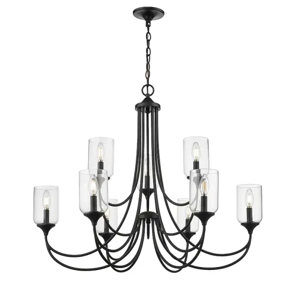 This contemporary chandelier in matte black finish offers timeless appeal and versatility. Perfect for dining rooms, foyers, and kitchen islands, it complements modern, industrial, and transitional interiors.