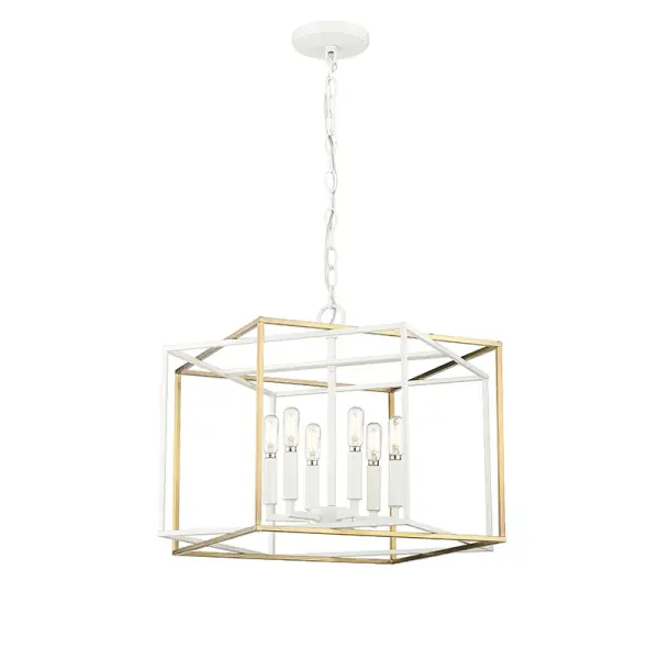 This traditional candle pendant in Vintage Brass offers timeless elegance with customizable white or gold candle sleeves. Perfect for creating warm, inviting ambiance in dining rooms and entryways.