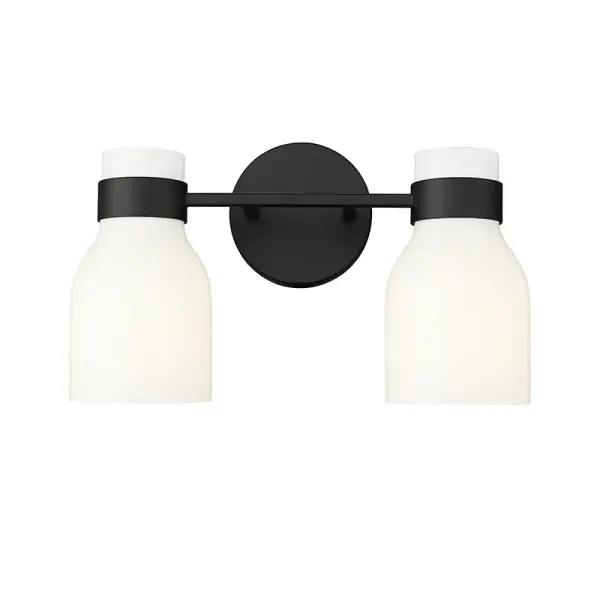 A contemporary vanity light featuring a sophisticated matte black finish that adds modern elegance to any bathroom. Perfect for creating clean, minimalist aesthetics while providing essential task lighting.