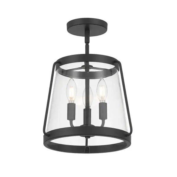 The Adabella semi-flush mount showcases handcrafted metal design with twisted accents and filigreed chainwork. Available with clear or hammered glass globes, it creates beautiful light play while maintaining a low profile.