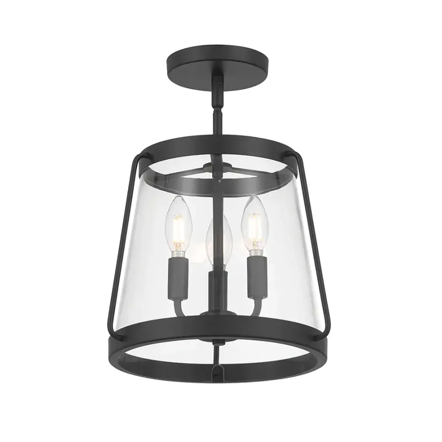 Adabella 3-Light Semi-Flush Mount in Matte Black