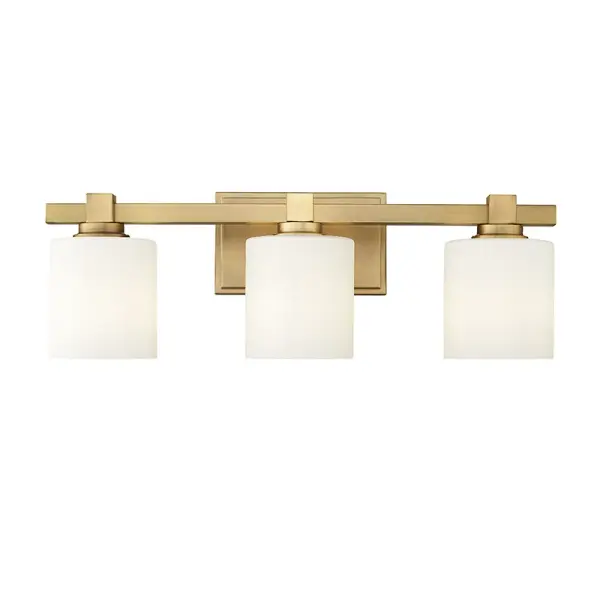 This versatile vanity light features a warm vintage brass finish that adds character to any bathroom. Its transitional design bridges traditional and contemporary styles, making it adaptable to various decor schemes.