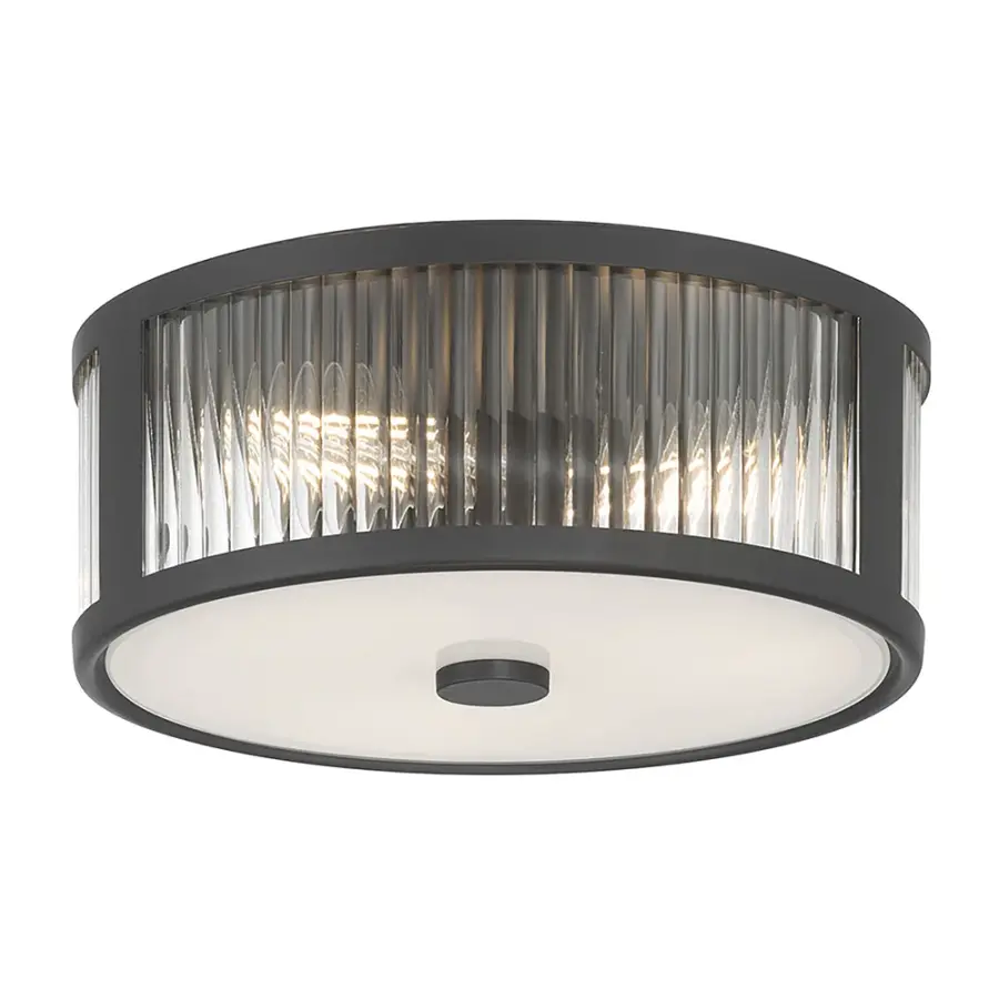 Ardezia Ribbed Glass Flush Mount in Matte Black