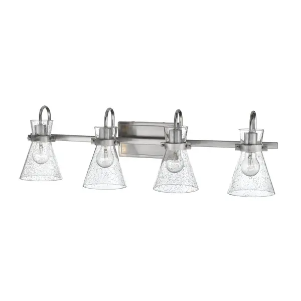 The 2334 vanity light offers timeless style with its brushed nickel finish, perfect for updating bathroom lighting. Its transitional design works well in both traditional and contemporary spaces.