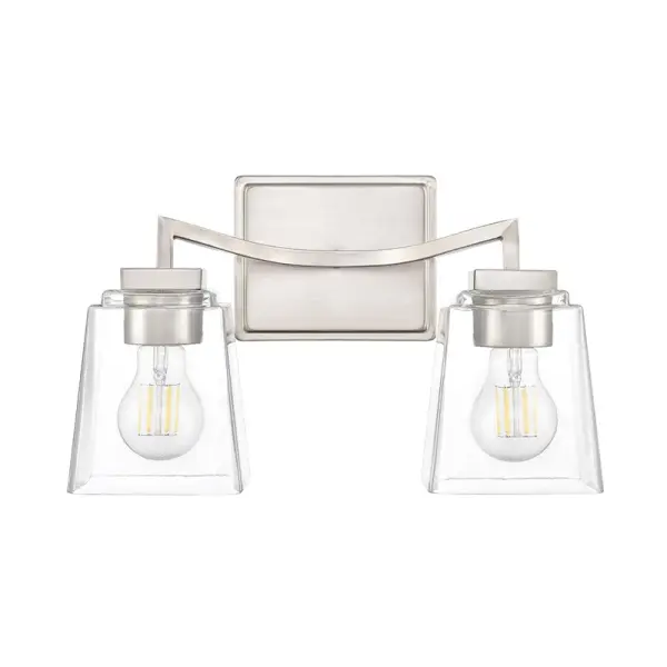 A versatile bath vanity fixture in timeless brushed nickel finish, ideal for contemporary and transitional bathroom designs. Provides functional task lighting for grooming areas.