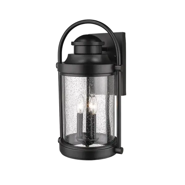 The 2543 outdoor light features a powder coated black finish designed for exterior applications. Its weather-resistant construction and versatile black finish make it suitable for various outdoor settings.