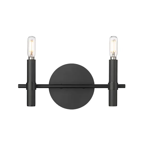 A contemporary vanity light featuring a sophisticated matte black finish that adds modern elegance to any bathroom. Perfect for creating clean, minimalist aesthetics while providing essential task lighting.