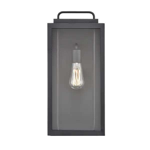 This outdoor light fixture features a textured black finish designed to withstand the elements while providing reliable illumination for exterior spaces. Versatile design suitable for various outdoor applications.