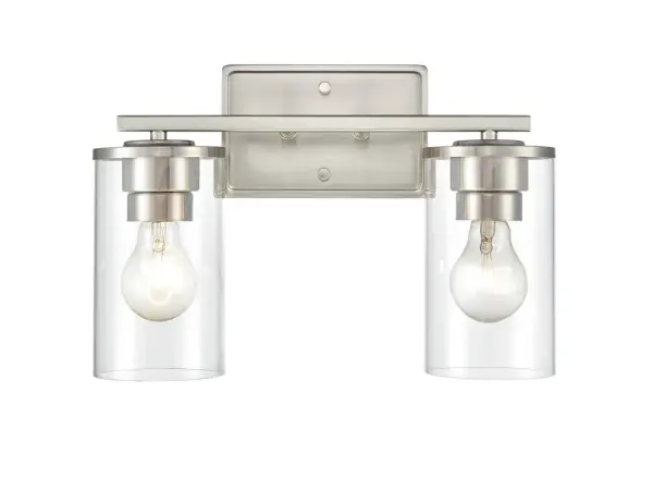 The 2702 vanity light offers timeless transitional styling with a versatile brushed nickel finish. Perfect for bathroom vanities, this fixture provides functional task lighting with understated elegance.
