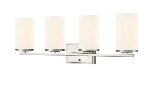 The Verlana 2-Light Vanity combines striking industrial design with sumptuous style, featuring cylindrical glass shades and brushed nickel finish. Perfect for modern bathrooms seeking Scandinavian simplicity or Mid-Century Modern flair.