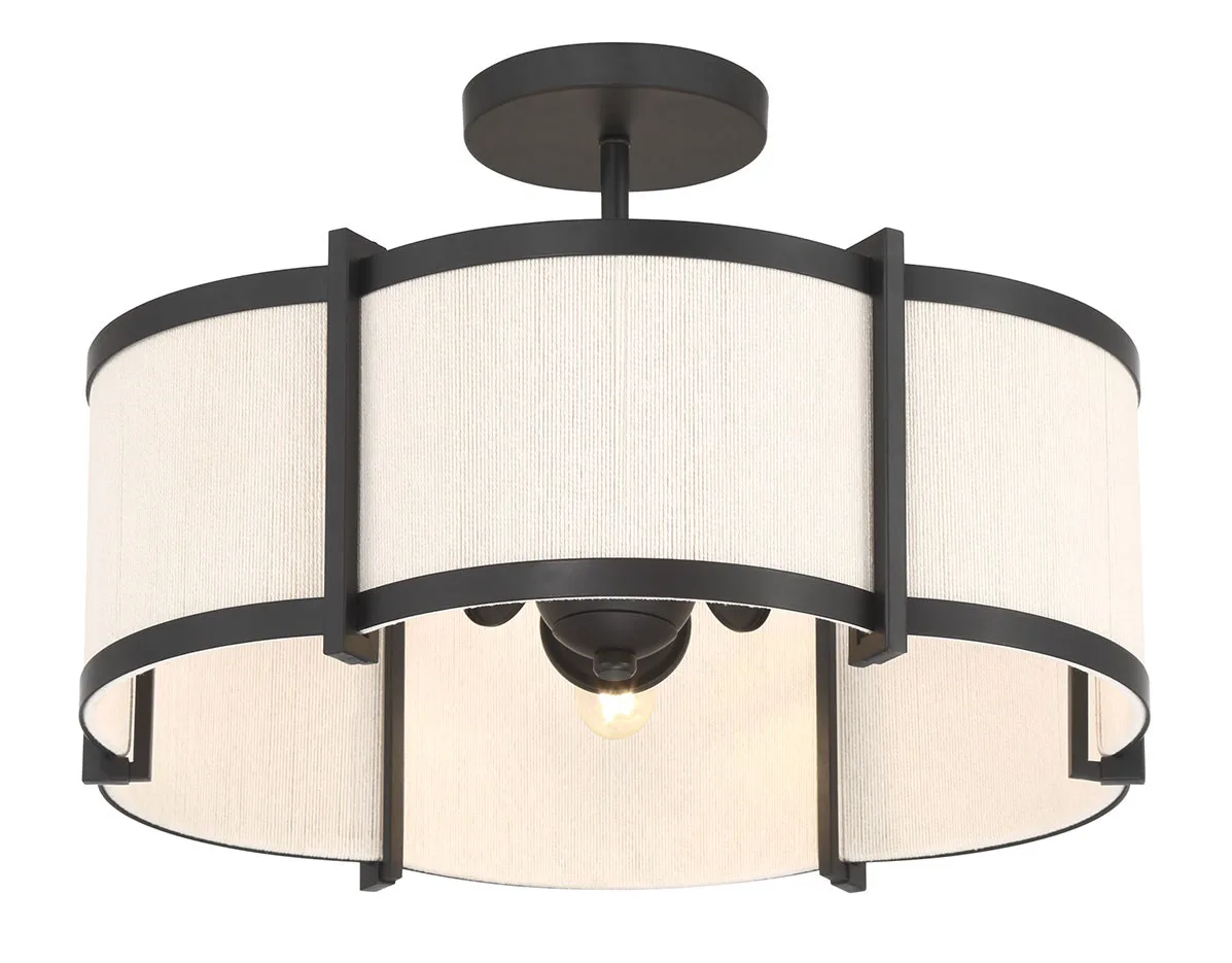 Marlbeck Three Light Semi-Flush Mount in Matte Black