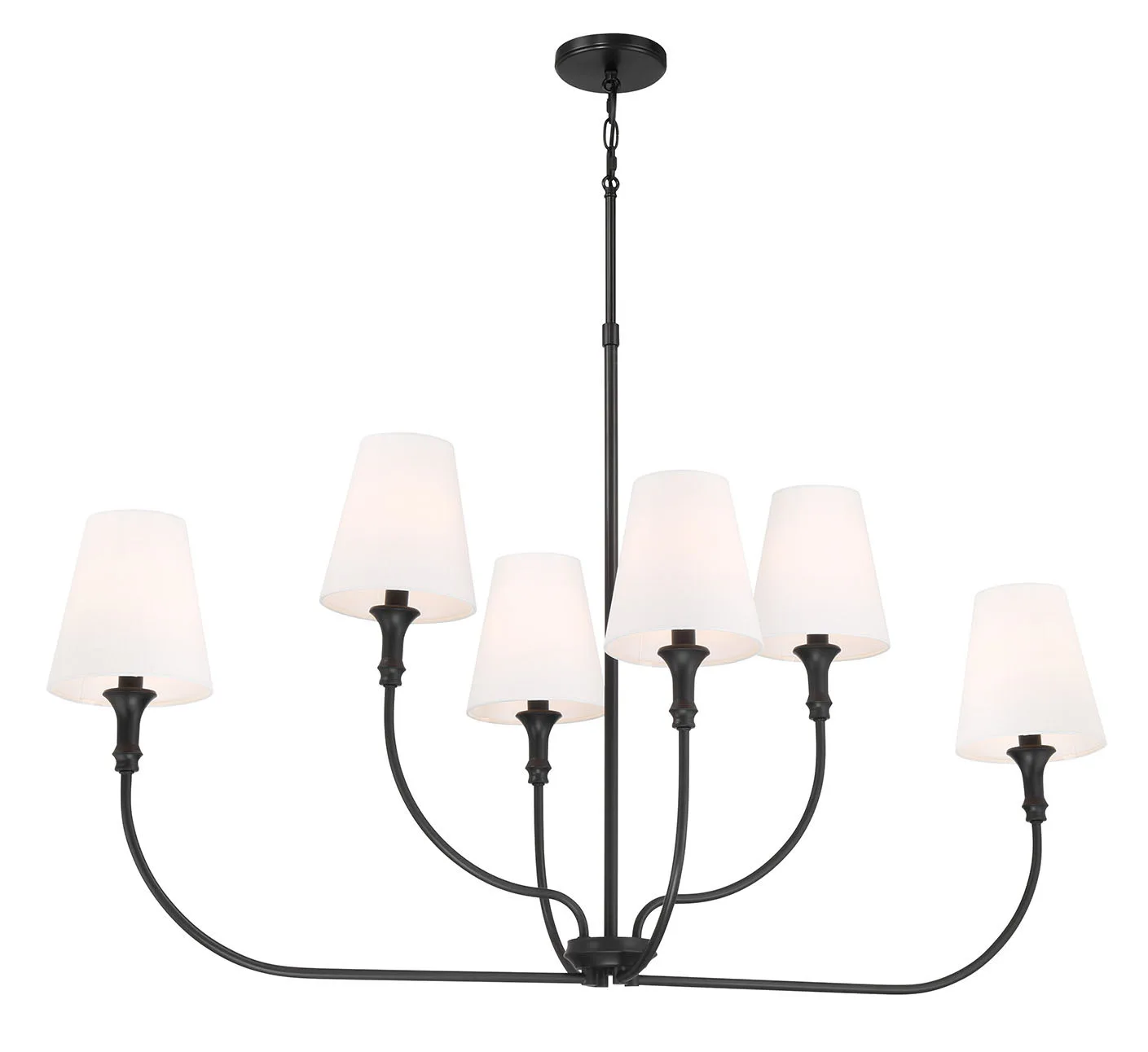 Mairbourne Six Light Linear Chandelier in Matte Black