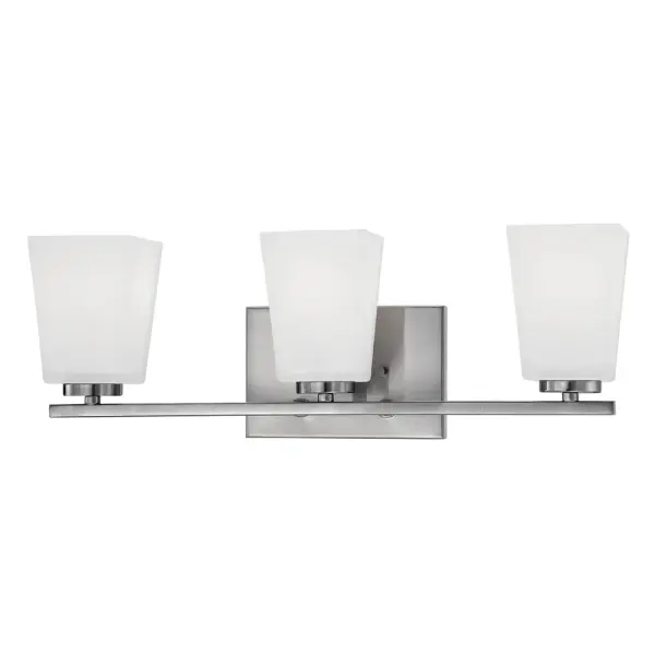 The 293 Collection vanity light offers timeless transitional styling with a versatile brushed nickel finish. Perfect for bathroom vanities, this fixture provides functional task lighting with understated elegance.