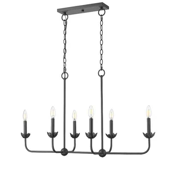 This contemporary linear chandelier features a sophisticated matte black finish that adds modern elegance to any space. Perfect for dining areas and kitchen islands, its clean lines create visual impact.