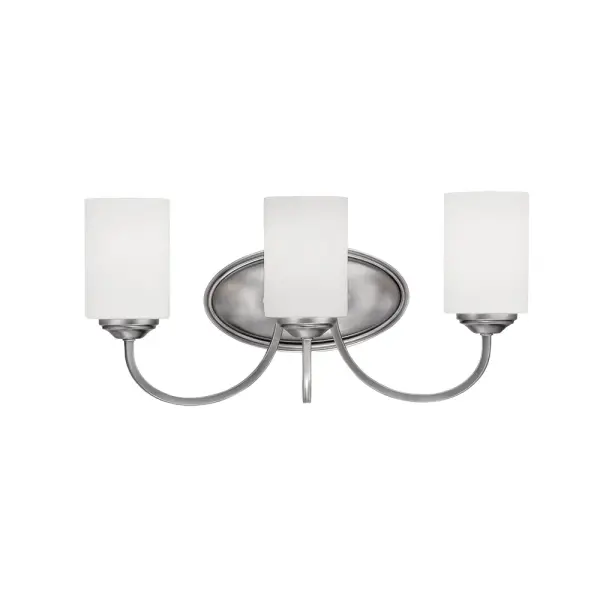 The 3073 vanity light combines transitional styling with a brushed nickel finish, making it an ideal choice for bathroom lighting. Its clean lines and neutral metallic tone complement a wide range of décor styles.