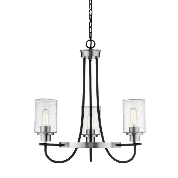 The 3503 chandelier combines transitional styling with a refined brushed nickel finish, making it an adaptable choice for dining rooms, foyers, and living spaces seeking understated elegance.