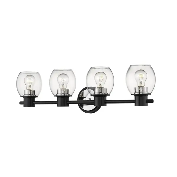 A sleek bath vanity fixture featuring a sophisticated matte black finish that adds modern elegance to any bathroom. Perfect for updating traditional spaces with contemporary style.