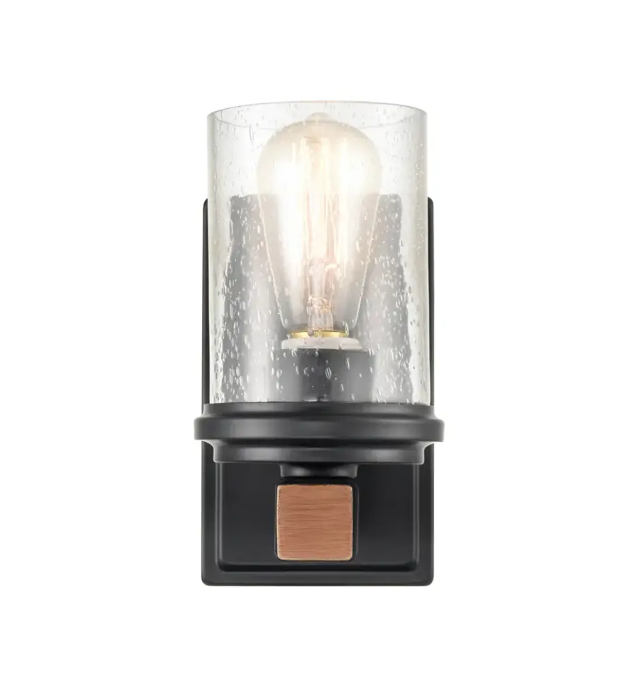 3801 Wall Sconce in Matte Black with White Glass