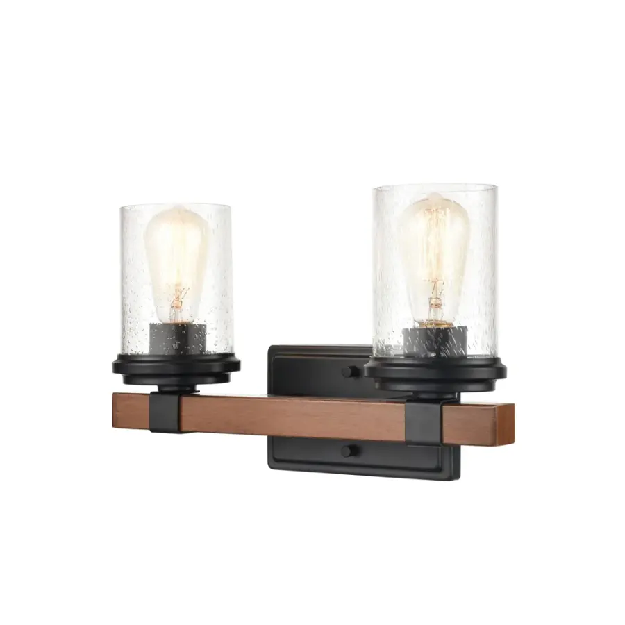 3802 Bath Vanity Light in Matte Black with White Glass