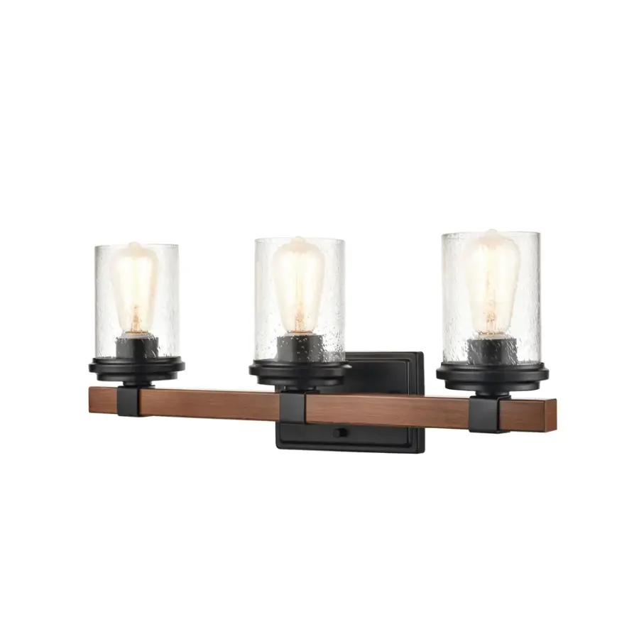 3803 Bath Vanity Light in Matte Black with White Glass