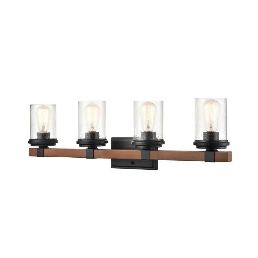 3804 Bath Vanity Light in Matte Black with White Glass