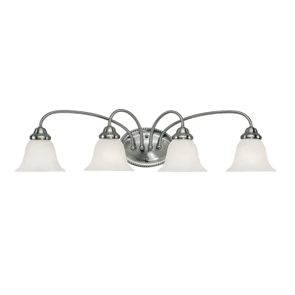 The 414 Collection vanity light combines timeless brushed nickel finish with versatile transitional styling, making it an ideal choice for bathroom updates and new construction projects alike.