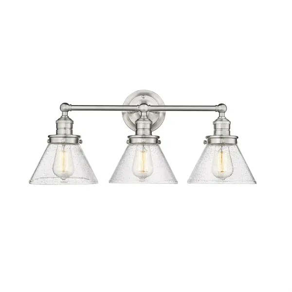 The 4143 vanity light offers timeless transitional styling with a versatile brushed nickel finish. Perfect for bathroom vanities, this fixture provides functional task lighting with understated elegance.