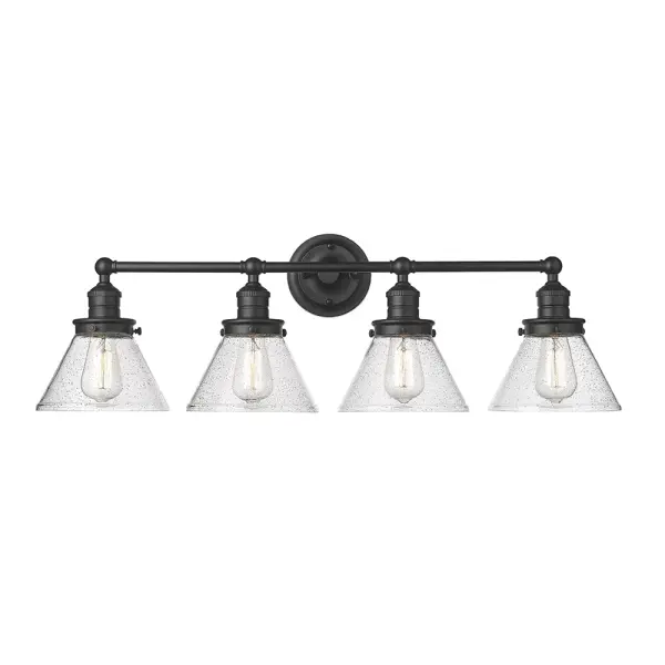 The 4144 vanity light in matte black finish delivers contemporary style with clean lines perfect for modern bathroom spaces. Its versatile design complements a range of decor styles while providing functional task lighting.