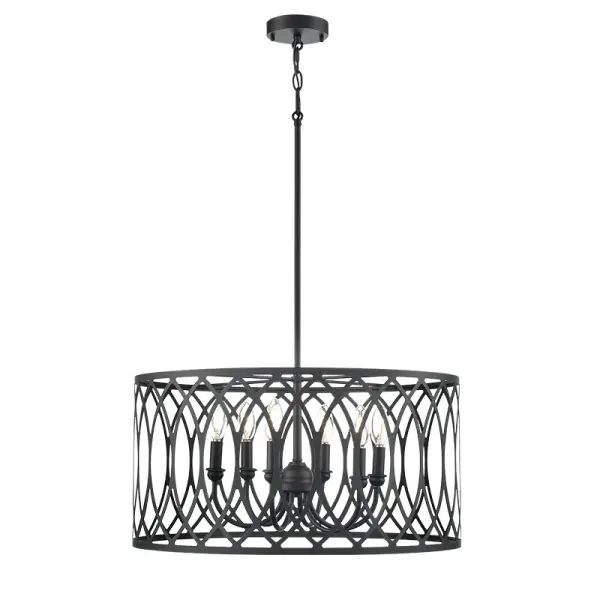 The 42106 pendant in matte black offers a contemporary aesthetic that complements modern and industrial interiors. Its neutral finish makes it adaptable to various room settings and design schemes.